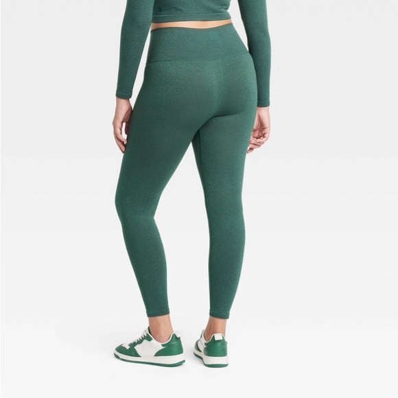 Lurex Sparkle Seamless High-Rise Leggings All In Motion Black Blue Green Shimmer - Picture 8 of 15